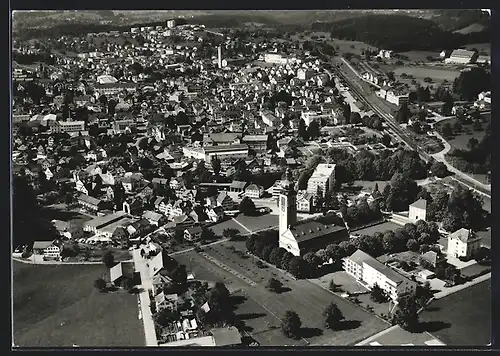 AK Flawil, Ortsansicht mit Kirche vom Flugzeug aus