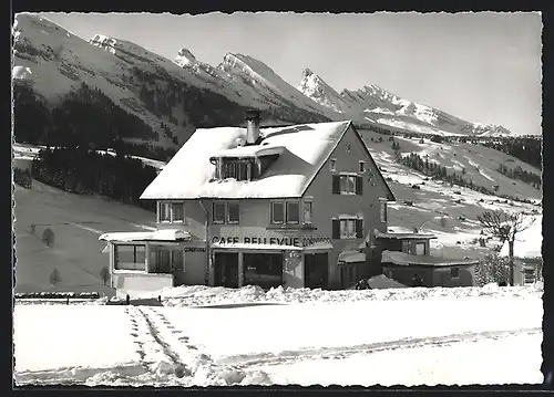 AK Wildhaus, Café-Conditorei Bellevue im Winter