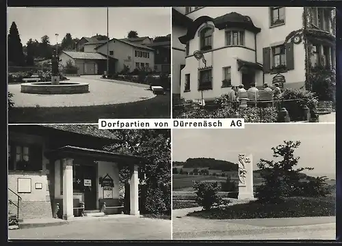 AK Dürrenäsch, Dorfplatz am Gemeindehaus, Denkmal
