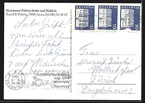 AK Arosa, Restaurant Poltera-Stube und Waldeck