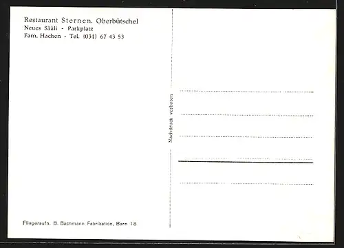 AK Oberbütschel, Restaurant Sternen, Aussenansicht mit Terrasse