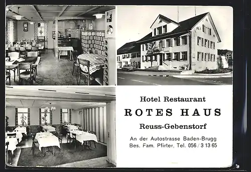 AK Reuss-Gebenstorf, Das Restaurant Rotes Haus mit Speisezimmern
