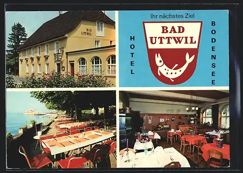 AK Uttwil, Das Hotel Bad mit Terrasse und Speisesaal