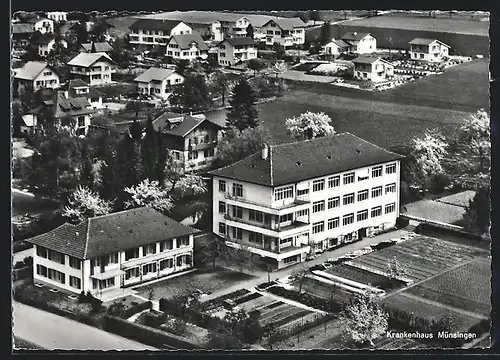 AK Münsingen, Das örtliche Krankenhaus aus der Vogelschau