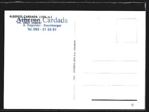 AK Orselina, Albergo Cardada, A. Ragonesi-Baumberger