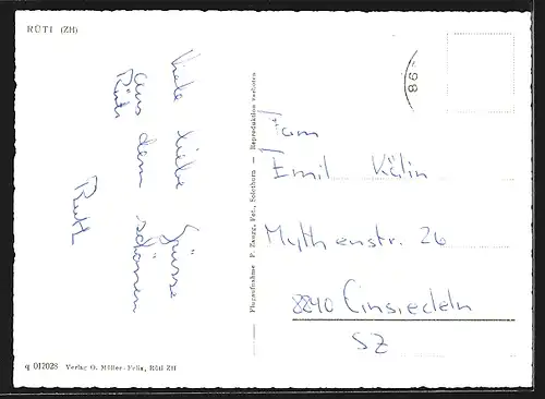 AK Rüti, Ortsansicht mit Blick in die Alpen, Fliegeraufnahme