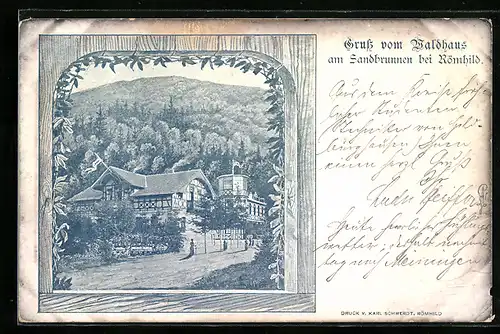 Lithographie Römhild, Gasthof Waldhaus am Sandbrunnen