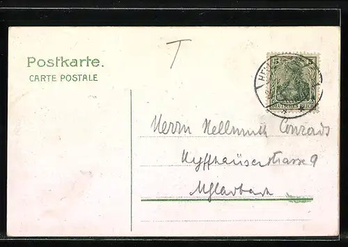 Lithographie Hollerath, Gasthof zur Post C. Andrehsen, Forsthaus, Totalansicht