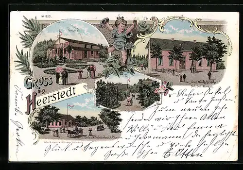 Lithographie Heerstedt, Gasthaus zum Waldschösschen, Tanzsaal