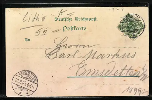 Lithographie Borkum, Restaurant von E. Bekaan, Vogel-Colonie