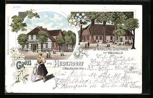 Lithographie Hedendorf, J. Wohlers Gasthaus zur Walhalla