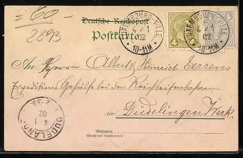 Lithographie Langwarden, Kucks Gasthof, Friesenkirchhof und Kriegerdenkmal