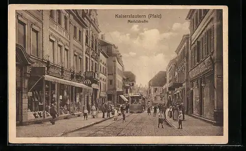 AK Kaiserslautern / Pfalz, Strassenbahn in der Marktstrasse