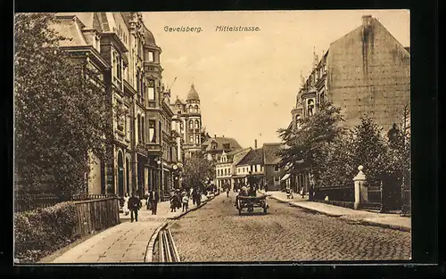 AK Gevelsberg, Mittelstrasse mit Blick auf Turmgebäude