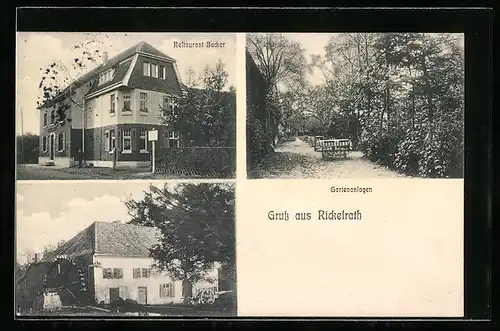 AK Rickelrath, Restaurant-Pension Becker mit Garten, Mühle