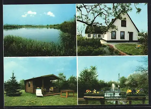 AK Treia a. d. Treene, Gasthof Ferien auf dem Lande, Goosholzer Strasse 6, Garten, Teich