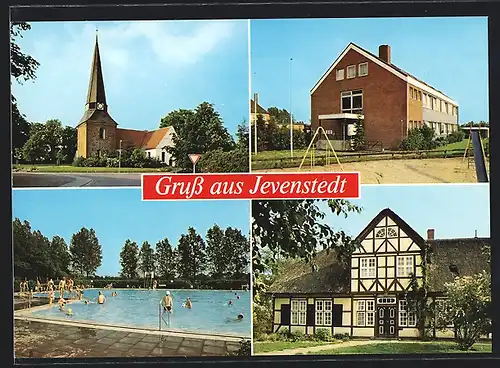 AK Jevenstedt, Schwimmbad, Kirche, Fachwerkhaus