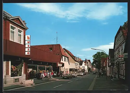 AK Petershagen /Weser, Mindener Strasse mit Geschäften