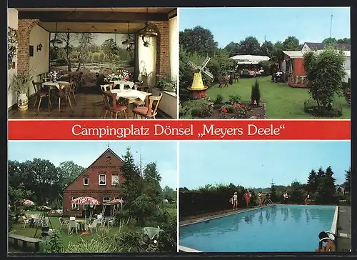 AK Dönsel über Rehden, Cafe am Campingplatz Dönsel Meyers Deele, Innenansicht, Garten