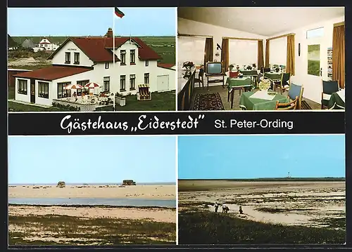 AK St. Peter-Ording, Gästehaus Eiberstedt, Innen- und Aussenansicht, Inh. Ingeborg Scheibel