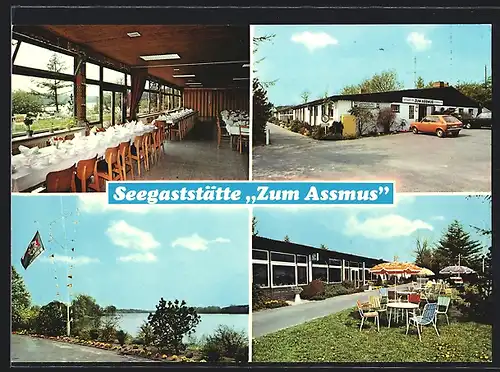 AK Warder, Seegasthaus Zum Assmus am Warder See, Innenansicht, Garten
