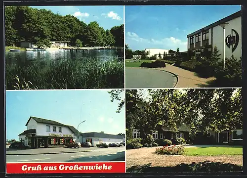 AK Grossenwiehe bei Flensburg, Strassenpartie mit Kaufhaus, Ortspartie, Uferpartie
