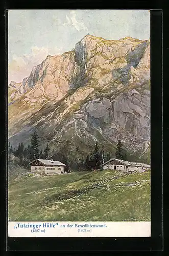 Künstler-AK Edward Theodore Compton: Benediktbeuern, Tutzinger Hütte an der Benediktenwand