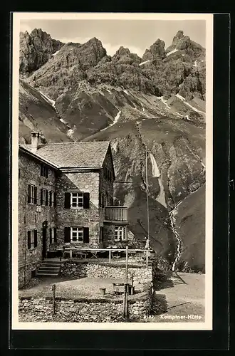 AK Kemptner Hütte, Berghütte mit Krottenspitzen in den Allgäuer Alpen