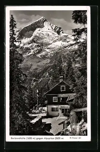 AK Barbarahütte, Berghütte gegen Alpspitze