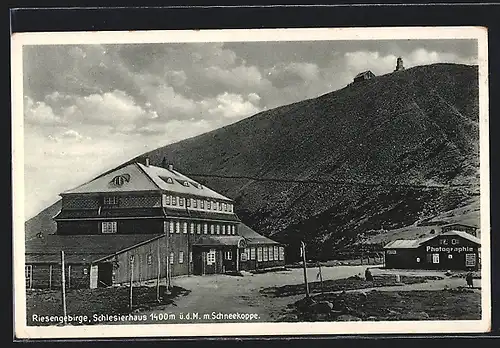 AK Schlesierhaus, Ansicht mit Schneekoppe