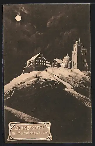 AK Schneekoppenhaus bei Mondschein