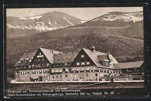 AK Berghotel zur Teichmannbaude mit Schneekoppe