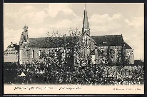 AK Mühlberg a. Elbe, Altstädter Klosterkirche mit Garten