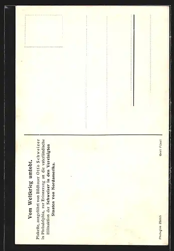 AK Schweiz, Plakette zur Erinnerung an die vaterländische Hilfsaktion der Schweizer in den USA 1914 /15