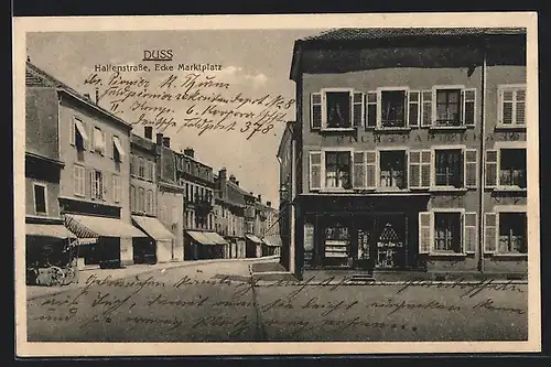 AK Duss, Hallenstrasse Ecke Marktplatz
