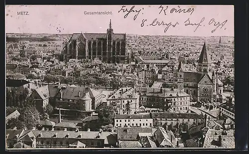 AK Metz, Blick über die Stadt zum Dom