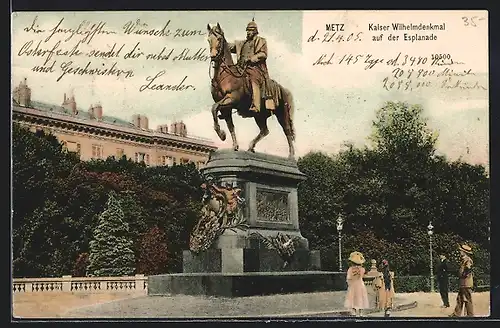 AK Metz, Kaiser Wilhelmdenkmal auf der Esplanade