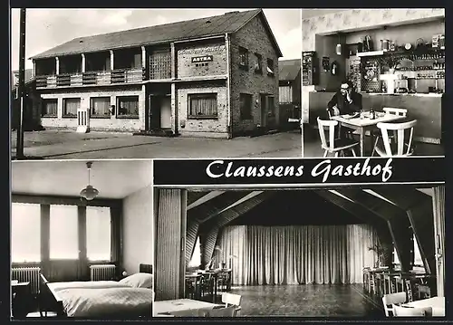 AK St. Annen / Dithmarschen, Claussens Gasthof, Innenansicht der Bar und des Tanzsaals