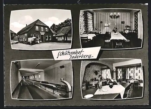 AK Jaderberg, Der Gasthaus Schützenhof mit Kegelbahn und Speisezimmern