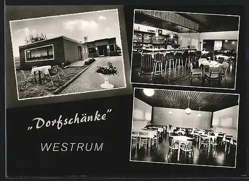 AK Westrum b. Herzlake, Restaurant Dorfschänke, Innenansichten der Bar und des Speisesaals