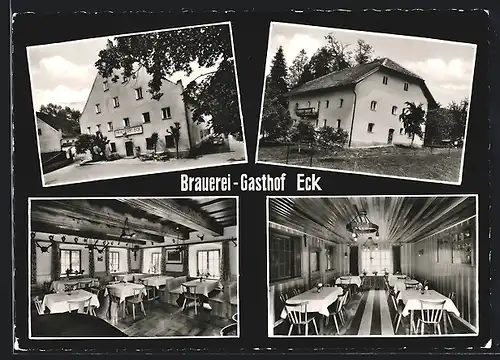AK Böbrach / bayr. Wald, Brauerei-Gasthof Eck, Innen- und Aussenansichten