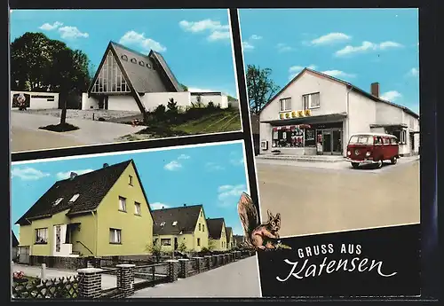 AK Katensen / Uetze, Ortsansichten mit Edeka Geschäft