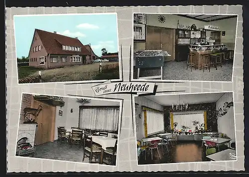 AK Neuheede / Ems, Gaststätte Joh. Lampen, Innenansichten mit Tischkicker