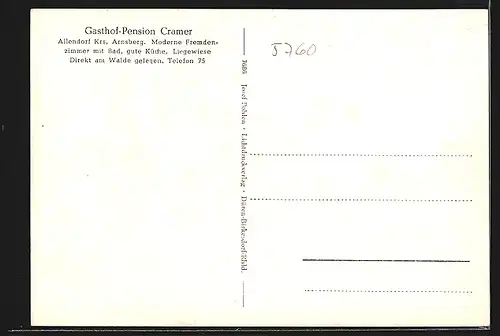 AK Allendorf / Krs. Arnsberg, Ansichten vom Gasthof-Pension Cramer