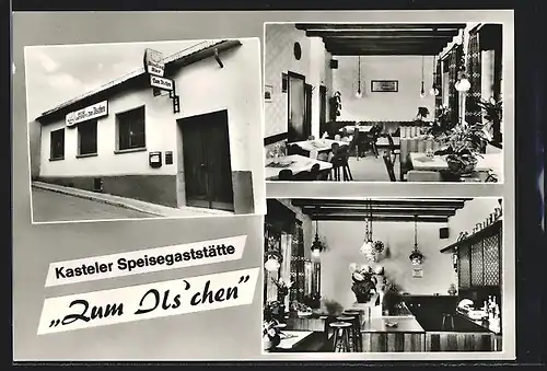 AK Mainz-Kastel, Speisegaststätte Zum Ils`chen mit Ansicht der Innenräume, Gr. Kirchenstr. 27