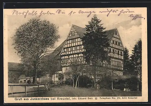 AK Junkernhees bei Kreuztal, Altes Fachwerkhaus, Syberg 1698