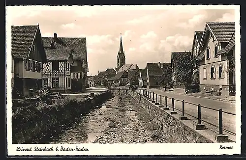 AK Steinbach / Baden-Baden, Ortspartie mit Kirche