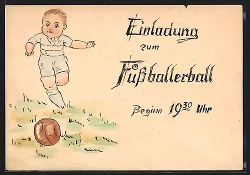 Künstler-AK Bad Berka, Einladung zum Fussbalerball im Gasthof Deutscher Kaiser 1946