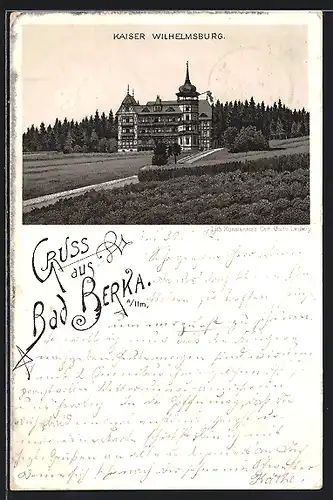 Lithographie Bad Berka a. Ilm, Hotel Kaiser Wilhelmsburg