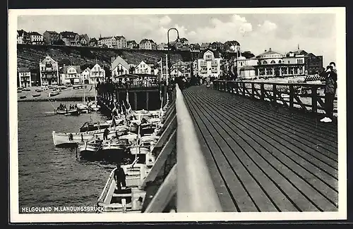 AK Helgoland, Landungsbrücke mit Ortsansicht